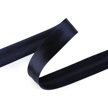 Šikmý proužek saténový šíře 20 mm zažehlený, střední, 3 (007) modrá pařížská