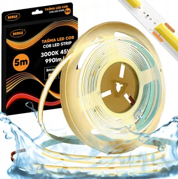 LED páska LED pásek Berge 12V 5m 9W/m 480 LED diod teplá bílá IP67 8 mm