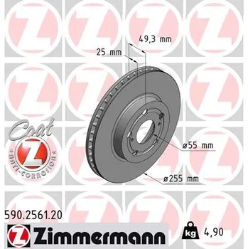 Brzdový kotouč Brzdový kotouč ZIMMERMANN 590.2561.20