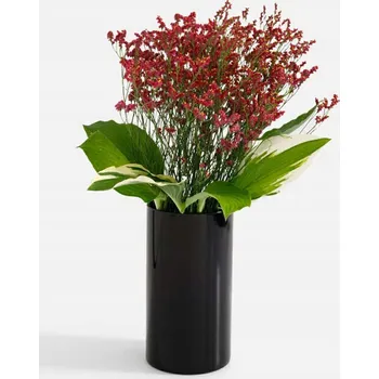 Váza Váza černá skleněná cylindr tuba V-30 cm průměr 15 cm