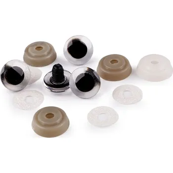 Oči glitrové s pojistkou Ø20 mm, malé, 7 bílá