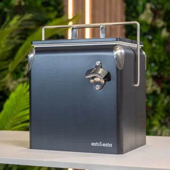 Lednice Černá turistická lednice 13l retro styl přenosná chladnička s otvírákem