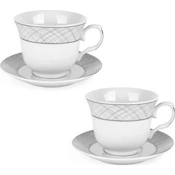 Porcelánové šálky na kávu a čaj s podšálky TADAR BELLA FEGURO TRATTO 250 ml 2 ks.