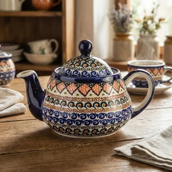 Konvice na čaj Čajová a kávová konvice Ceramika Bolesławiec 0,7 l – dek. 108 ART. (druhá jakost)