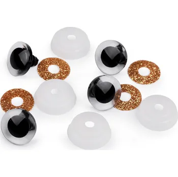 Oči glitrové s pojistkou Ø20 mm, střední, 6 zlatá