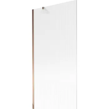 Vanová zástěna Mexen Next, vanová zástěna 1-křídlová 90 x 150 cm, fixní křídlo, 6 mm sklo s pruhy, růžové zlato profil, 895-090-000-00-09-60