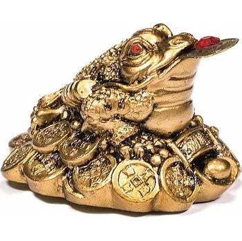 Třínohá peněžní žába na mincích pro bohatství, štěstí a hojnost cca 5 cm