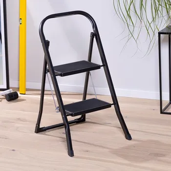 Schůdek Haushalt international Ocelové skládací schůdky, 2stupňové, černé, nosnost 150 kg 491362