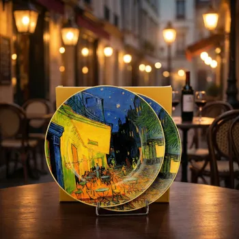 Talíř Porcelánové dezertní talíře DUO ART GALLERY TERRACE AT NIGHT INSPIRED BY VAN GOGH 19,20 cm 2 szt.