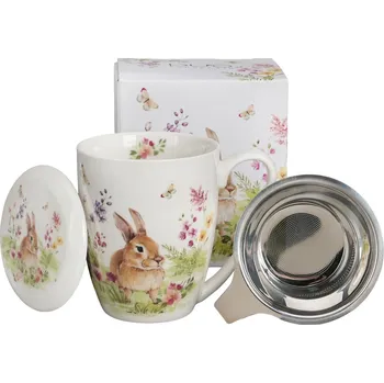 Hrnek porcelánový s infuzérem DUO KVĚTY CLASSICS Jarní idyla 360 ml