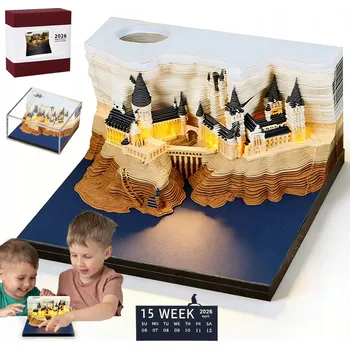 Obraz KALENDÁŘ 2024 PAPÍROVÁ SOCHA ZÁPISNÍK 3D ZÁMEK