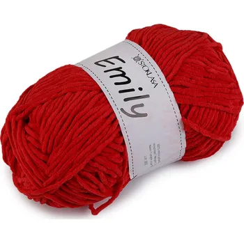 Příze Pletací žinylková příze Emily 100 g, střední, 26 (03) červená
