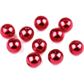 Plastové voskové korálky / perly Glance Ø10 mm, střední, F80 červená