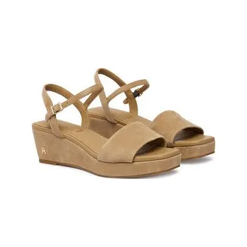 Dámské sandále Sandály Tommy Hilfiger Suede Wrapped Mid Wedge FW0FW09235 Hnědá 40