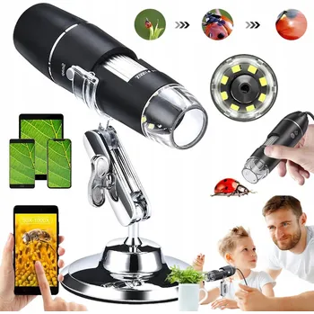 PRECIZNÍ DIGITÁLNÍ MIKROSKOP 50X-1600X 8 LED SE STOJANEM PRO ZKOUMÁNÍ POKOŽKY A VLASŮ