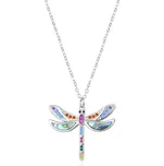 Stříbrný náhrdelník Vážka s barevnými zirkony AGT-N040C (řetízek, přívěsek) Agato