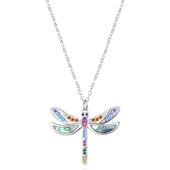 Náhrdelník Stříbrný náhrdelník Vážka s barevnými zirkony AGT-N040C (řetízek, přívěsek) Agato