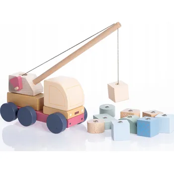Dřevěná hračka Cubika Dřevěný Pastelový Jeřáb s magnetickými kostkami