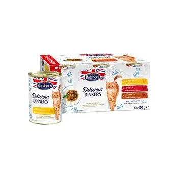 Krmivo pro kočku Butcher's Cat Delic.Dinners kuř/hov/zvěř. konz.6x400g