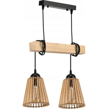 Závěsné Stropní Svítidlo LED Dřevěný Trám 2x E27 Lustr Dřevěný Kužel