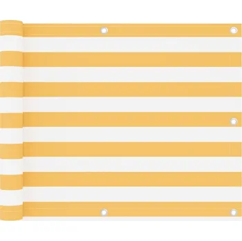 Stínicí technika zahrada-XL Balkónová zástěna bílo-žlutá 75 x 600 cm oxfordská látka 134903