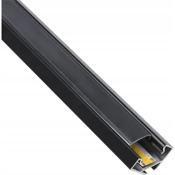 LED páska Hliníkový profil černý pro LED pásky, rohový, 2m, černý kryt s koncovkami