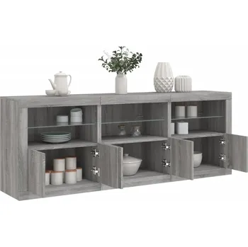 Příborník a kredenc zahrada-XL Příborník s LED osvětlením šedý sonoma 181,5 x 37 x 67 cm 3209007