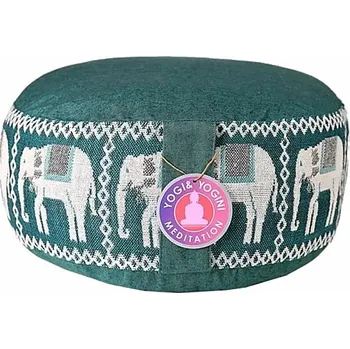 Polštář Meditační polštář zelený se slony cca 33 x 17 cm