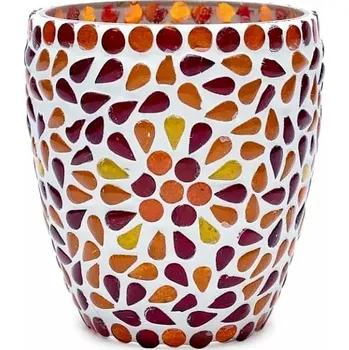 Svícen Svícen sklo na čajové a votivní svíčky Mozaika žlutočervená 10 cm