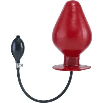 Anální kolík Nafukovací kolík Mister B Vortex Plug XL červený, latexový nafukovací anální kolík 20 x 5–12 cm