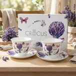 Porcelánové šálky na kávu a čaj s podšálky DUO CROCUS VIOLET 250 ml 2 ks.