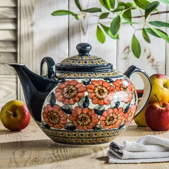 Konvice na čaj Konvička na čaj a kávu Bolesławiec keramika 2,9 l - dek. 124 ART. (druhý druh)
