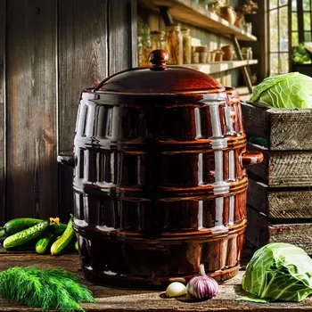 KRYSTYNKA BIG 25 l kameninový sud na kysané zelí a okurky s víkem a vodním límcem