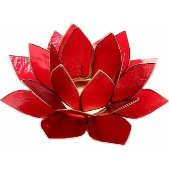 Solná lampa Svícen lotos pro kořenovou čakru cca 13,5 cm