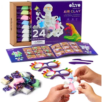 Modelovací hmota Samoschnoucí modelovací hmota OKTO – bílá a pastelová, sada 24 ks
