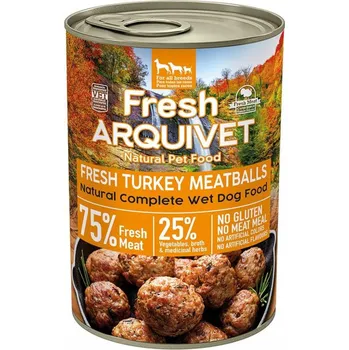 Krmivo pro psa Arquivet Čerstvé masové kuličky z krůtího masa v omáčce 400g