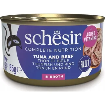 Krmivo pro kočku Mokré krmivo pro kočky SCHESIR Adult v Přírodní Šťávě Tuňák Hovězí Rýže 85g