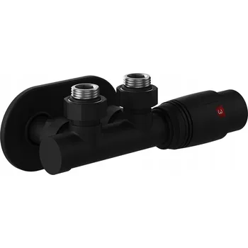 Ventil TERMOSTATICKÝ VENTIL RADIÁTOROVÝ ROHOVÝ ČERNÝ DUPLEX S KRYTKOU SADA