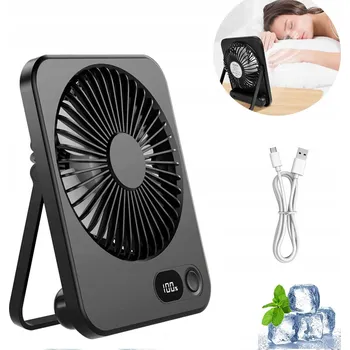 Domácí ventilátor Přenosný STOLNÍ VENTILÁTOR s USB napájením, CHLAZENÍ 2000mAh a LED