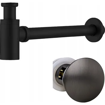 Sifon UMYVADLOVÝ SIFON KOVOVÝ MIKE-BL + ZÁTKA KLIK-KLAK S PŘEPADEM, SADA