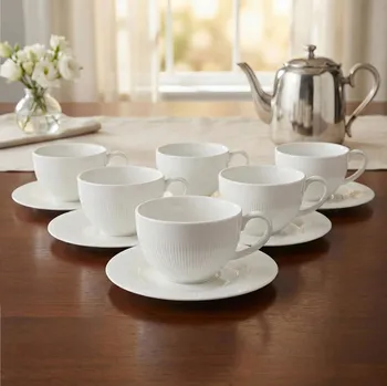Porcelánové šálky na čaj a kávu s podšálky DUO RAPHAEL 240 ml 6 ks.