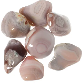 Přírodní kámen Achát růžový tromlovaný M, 7 ks