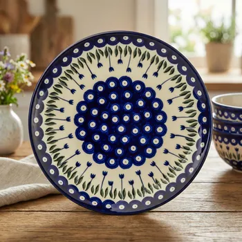 Talíř Mělký jídelní talíř Ceramika Artystyczna Bolesławiec 25 cm - dek. 377ZX