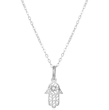 Náhrdelník Stříbrný náhrdelník Hamsa / Ruka Fátimy AGT-N012W (řetízek, přívěsek) Agato