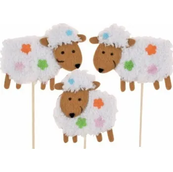 Velikonoční dekorace Zápich - ovečka z filcu a plyše - 8623