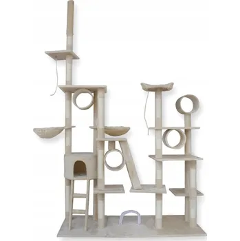 Škrabadlo pro kočky ke stropu Animel béžové, vysoké 255 cm s 9 úrovněmi