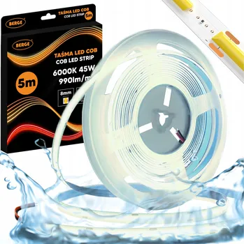 LED páska LED pásek 12V Berge 5m 9W/m 480 diod studená bílá 6000K 8 mm