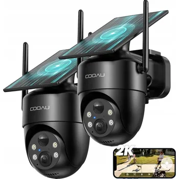 IP kamera EXTERNÍ SOLÁRNÍ OTOČNÁ WIFI KAMERA BEZDRÁTOVÁ 2K NOČNÍ ČERNÁ 2KS