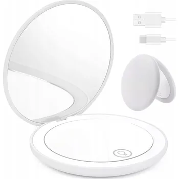 Kosmetické zrcátko LED ZRCÁTKO KAPESNÍ AKUMULÁTOROVÉ DO KABELKY X1 X10