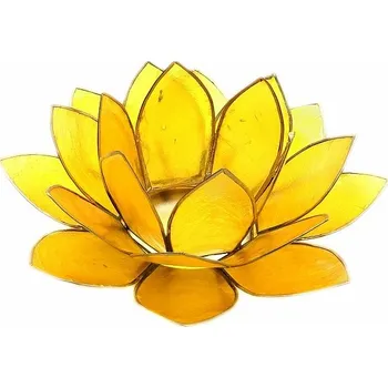 Solná lampa Svícen lotos pro čakru solar plexu cca 13,5 cm